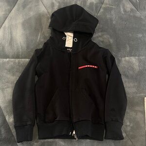 Prada Black Kids Hoodie with Red Logo